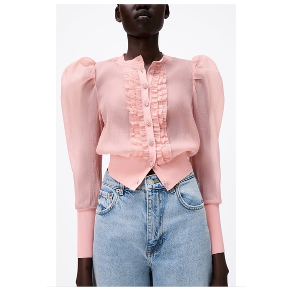 ✨SALE✨Zara knit organza jacket ✨SALE✨ - Picture 1 of 6
